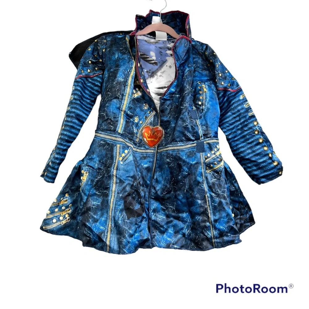 Disney Evie Descendants 2 Costume Top & Jacket Set Kids 4-6X Blue Halloween